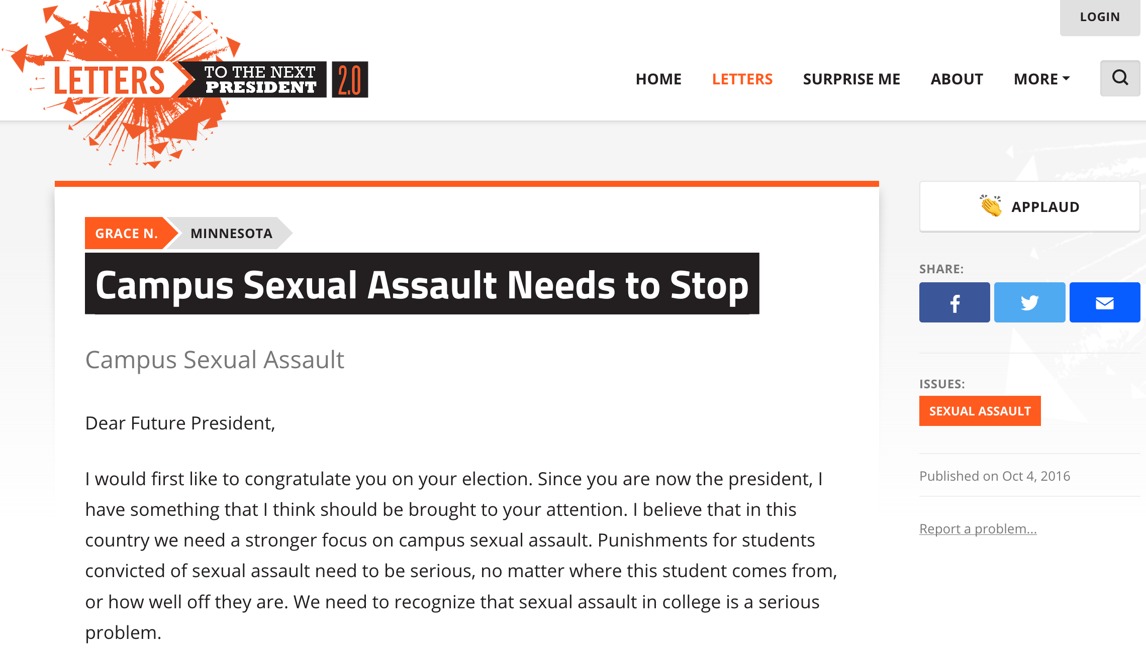 Campus Sexual Assault Needs to Stop L2P 2.0